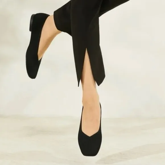 VIVAIA | 2.0 Margot Square Toe V-Cut Slip On Black Ballet Flats | Sz 8.5