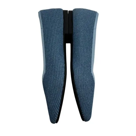 Vivaia Denim Blue Margot 2.0 Square Toe Flats