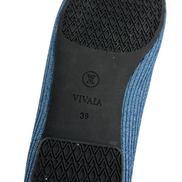 Vivaia Denim Blue Margot 2.0 Square Toe Flats