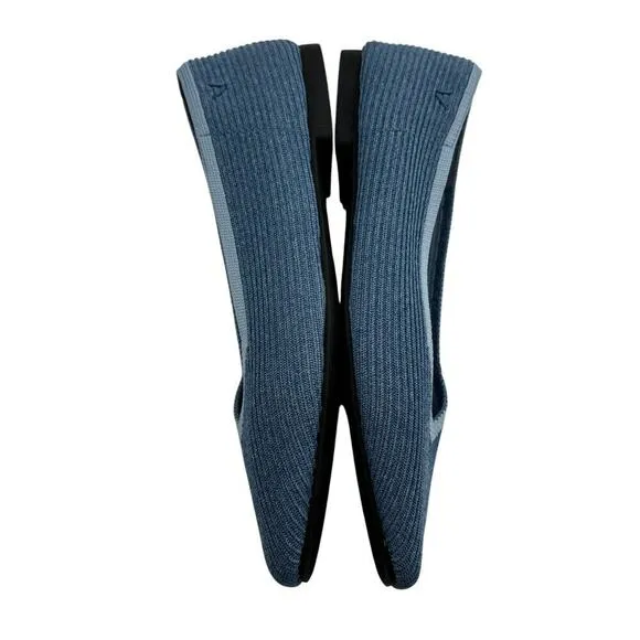 Vivaia Denim Blue Margot 2.0 Square Toe Flats