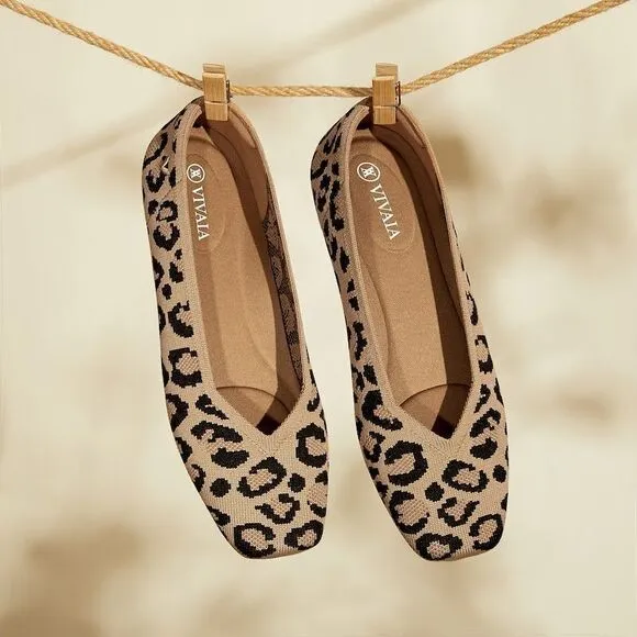 VIVAIA Leopard Ballet Flats Comfortable Slip-On Shoes Casual EU/41‎ US/9.5