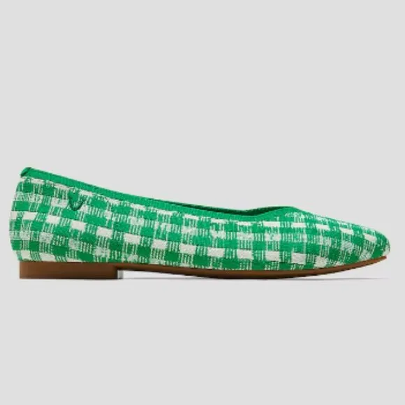 Vivaia 🆕 Margot 2.0 Green Gingham Flats
