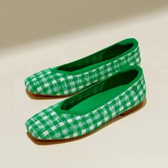 Vivaia 🆕 Margot 2.0 Green Gingham Flats