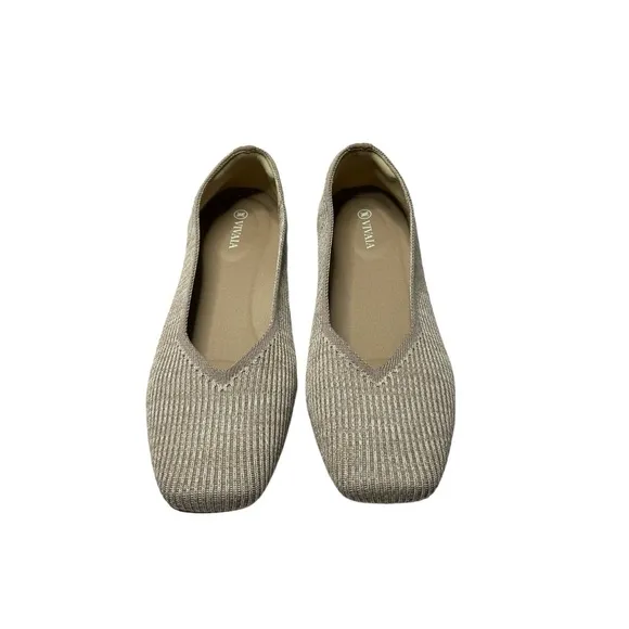 Vivaia | NEW Square-Toe V-Cut Flats (Margot 2.0) in Oatmilk 42
