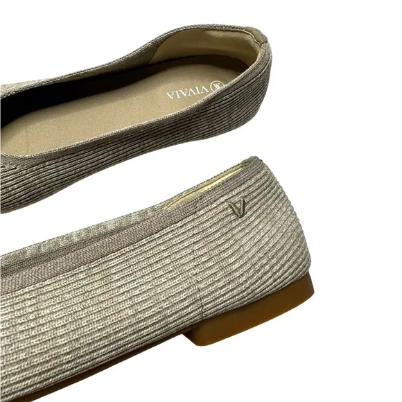 Vivaia | NEW Square-Toe V-Cut Flats (Margot 2.0) in Oatmilk 42