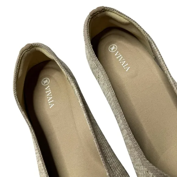 Vivaia | NEW Square-Toe V-Cut Flats (Margot 2.0) in Oatmilk 42
