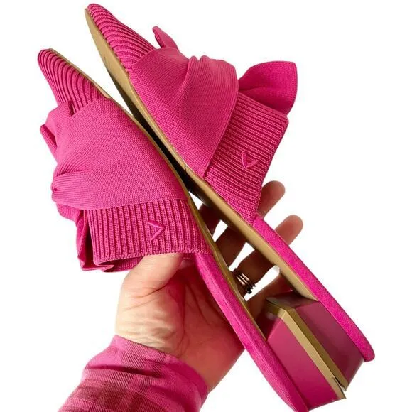 Vivaia Pointed‎ Toe Knot Sandals Yaffa Mule Block Heel Pink Size 42 US 10.5