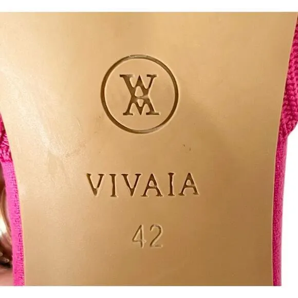 Vivaia Pointed‎ Toe Knot Sandals Yaffa Mule Block Heel Pink Size 42 US 10.5