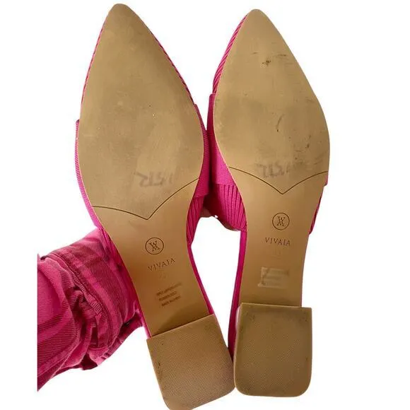 Vivaia Pointed‎ Toe Knot Sandals Yaffa Mule Block Heel Pink Size 42 US 10.5