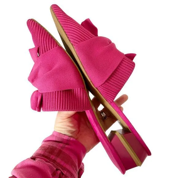Vivaia Pointed‎ Toe Knot Sandals Yaffa Mule Block Heel Pink Size 42 US 10.5