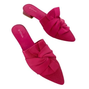 Vivaia Pointed‎ Toe Knot Sandals Yaffa Mule Block Heel Pink Size 42 US 10.5