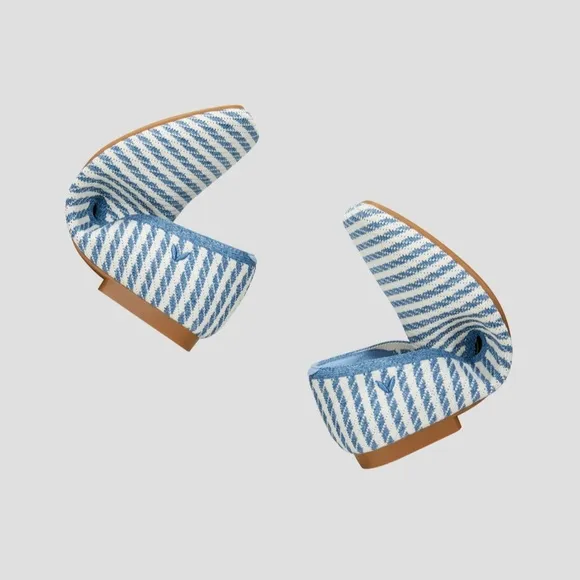 VIVAIA Square-Toe Loafers Samantha Blue Stripe Flats 41 9.5