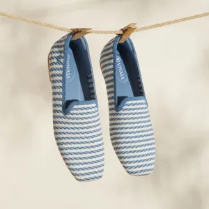 VIVAIA Square-Toe Loafers Samantha Blue Stripe Flats 41 9.5