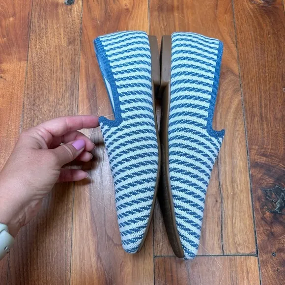 VIVAIA Square-Toe Loafers Samantha Blue Stripe Flats 41 9.5