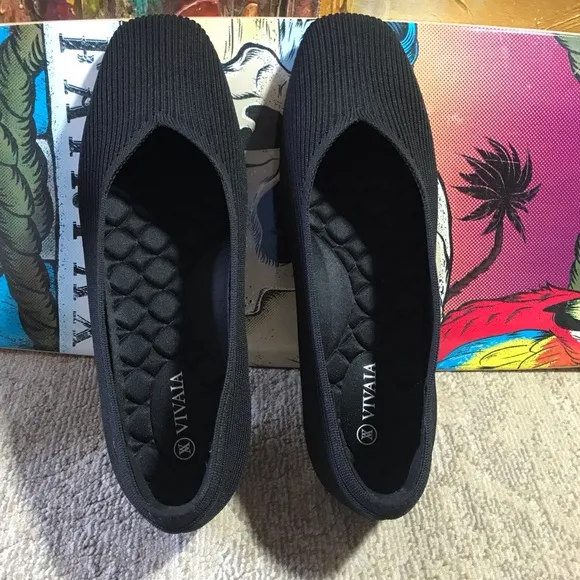 VIVAIA Square-Toe V-Cut Flats (Margot 2.0) Sz 40.5