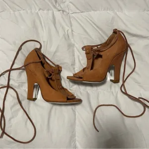 Vivienne Westwood Suede High Heel Lace-Up Pirate Sandals