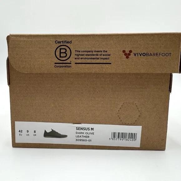 VivoBarefoot Men's Sensus Casual Hiking Sneakers Leather 309560-01 Dark Olive