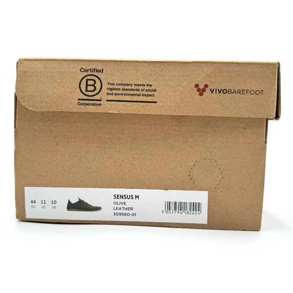 VivoBarefoot Men's Sensus Casual Hiking Sneakers Leather 309560-01 Dark Olive