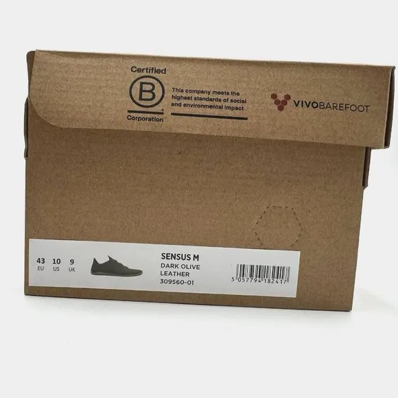 VivoBarefoot Men's Sensus Casual Hiking Sneakers Leather 309560-01 Dark Olive