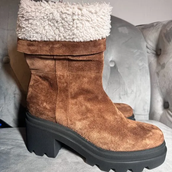 Voile Blanche Loden Faux Shearling Trim Lug Sole Boots‎ Size 40 NEW