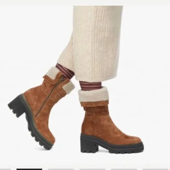 Voile Blanche Loden Faux Shearling Trim Lug Sole Boots‎ Size 40 NEW