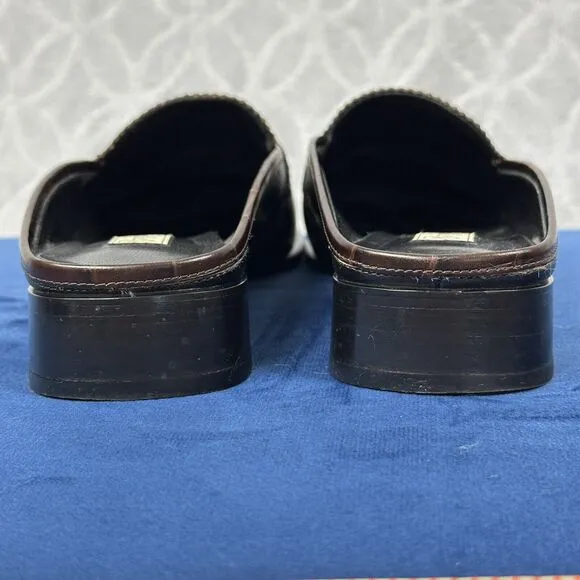 Vtg Brighton Leather Loafers Women 6.5M Brown Black Jodi Slip On Old Money Italy