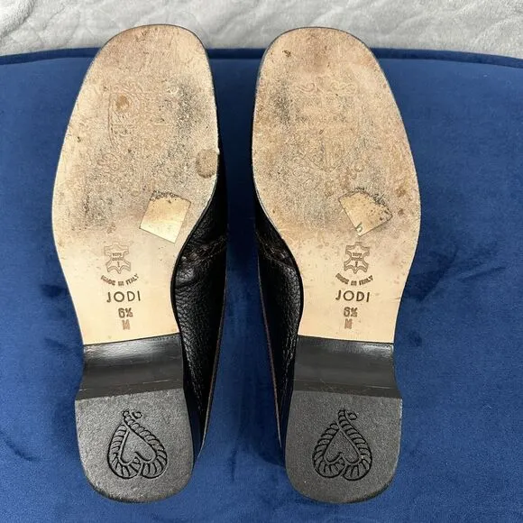 Vtg Brighton Leather Loafers Women 6.5M Brown Black Jodi Slip On Old Money Italy