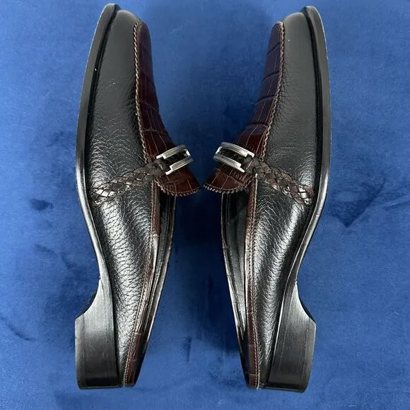 Vtg Brighton Leather Loafers Women 6.5M Brown Black Jodi Slip On Old Money Italy