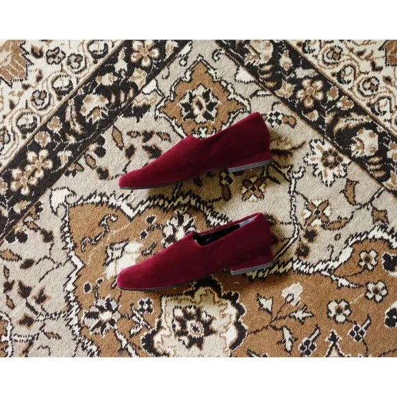 Vtg Robert Clergerie Red Velvet Glove Flats 6.5