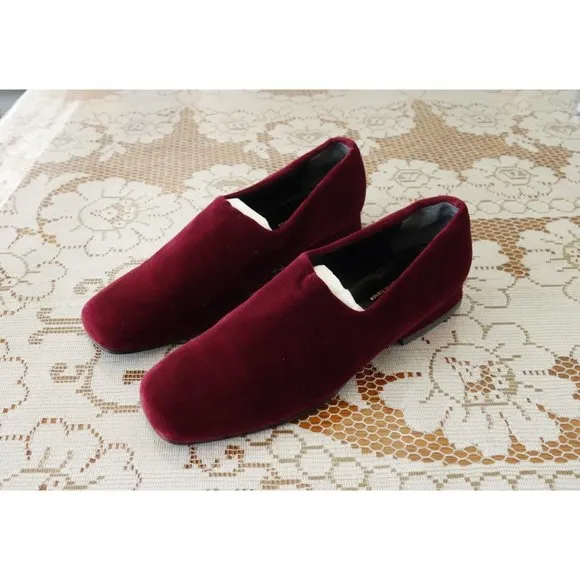 Vtg Robert Clergerie Red Velvet Glove Flats 6.5