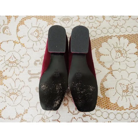 Vtg Robert Clergerie Red Velvet Glove Flats 6.5