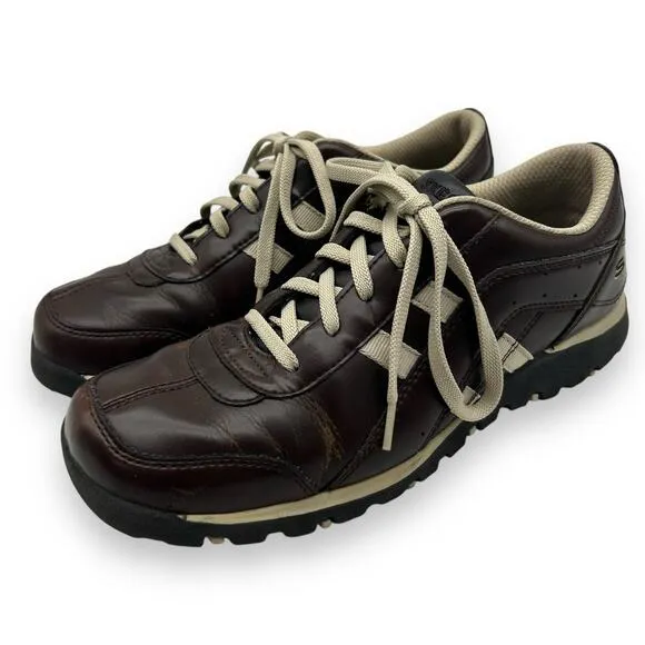 VTG Sketchers Brown Leather Sneakers Men's Size 8.5 Bowling Rockabilly Retro