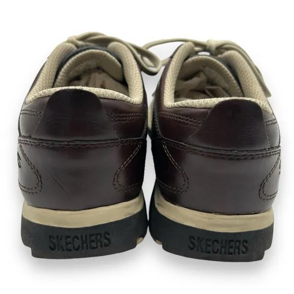 VTG Sketchers Brown Leather Sneakers Men's Size 8.5 Bowling Rockabilly Retro