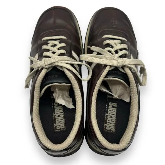VTG Sketchers Brown Leather Sneakers Men's Size 8.5 Bowling Rockabilly Retro