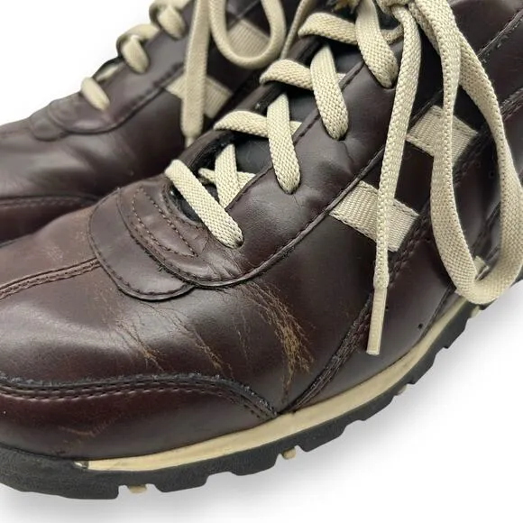 VTG Sketchers Brown Leather Sneakers Men's Size 8.5 Bowling Rockabilly Retro
