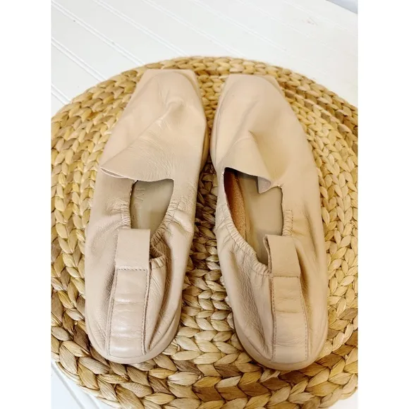 Wal &amp; Pai Modern Malaga Leather Flats Loafers  in Camel Calf 9
