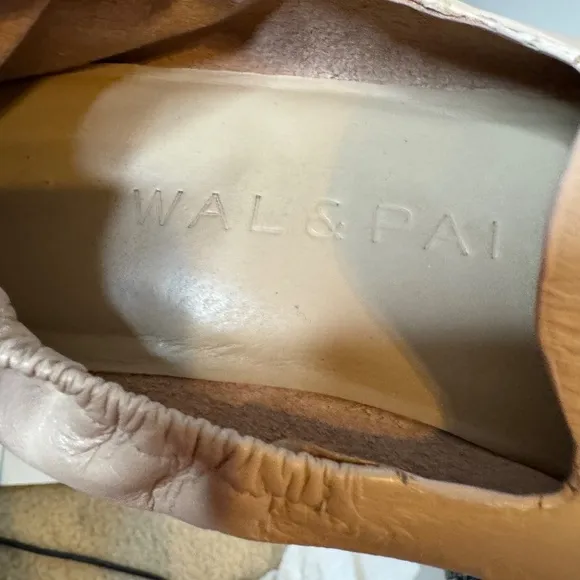 Wal &amp; Pai Modern Malaga Leather Flats Loafers  in Camel Calf 9