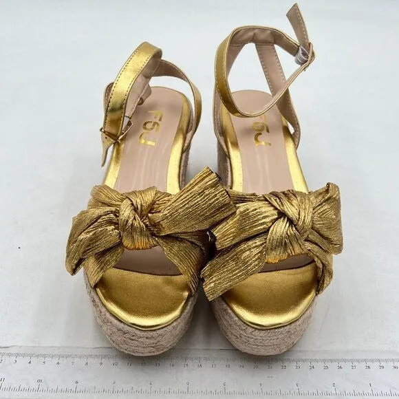 Wedge Platform & Wedge Sandals Wedge Heels for Women Espadrilles Bow Heels Gold