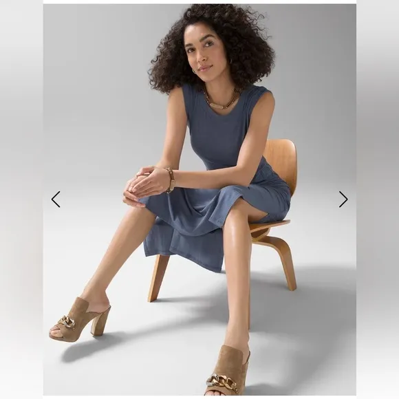 WHBM Sleeveless Smocked Slub Dress