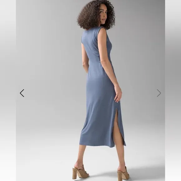 WHBM Sleeveless Smocked Slub Dress