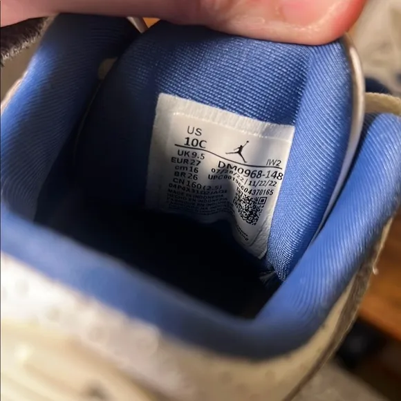 White and Blue Jordan 3 Retro Sneakers, Size 10c