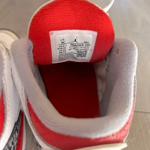 White and Gray Kids Retro 3 JordansAIR JORDAN 3 RETRO TD&quot;FIRE RED&quot;