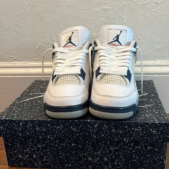 White and Gray Sneakers with Blue Accents