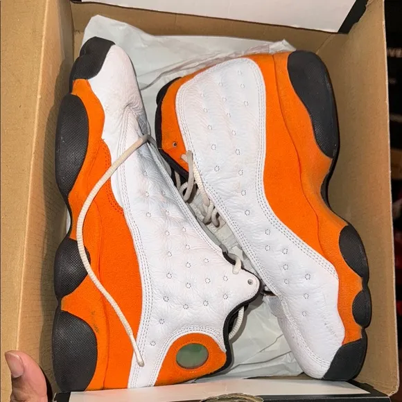 White and Orange Athletic Sneakers