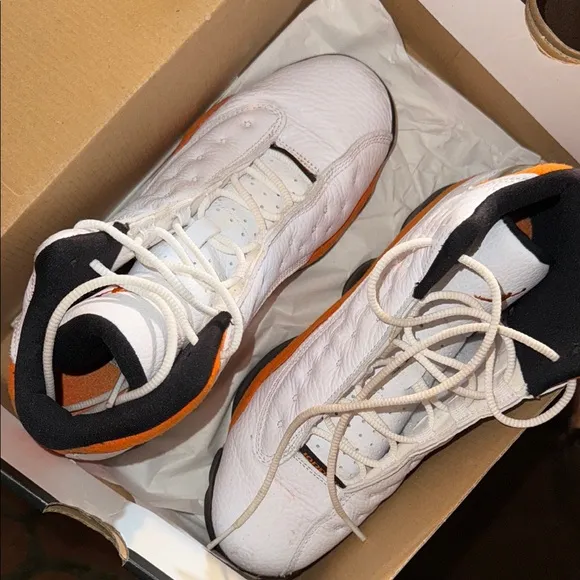 White and Orange Athletic Sneakers