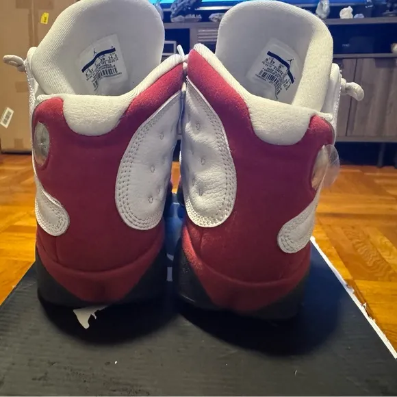 White and Red Air Jordan Sneakers