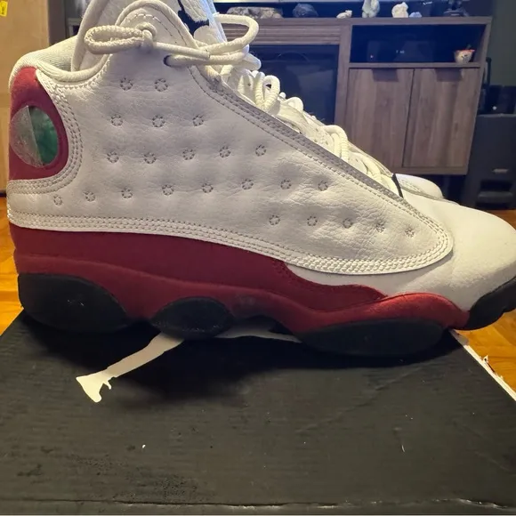 White and Red Air Jordan Sneakers