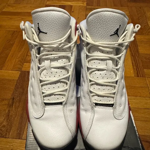 White and Red Air Jordan Sneakers