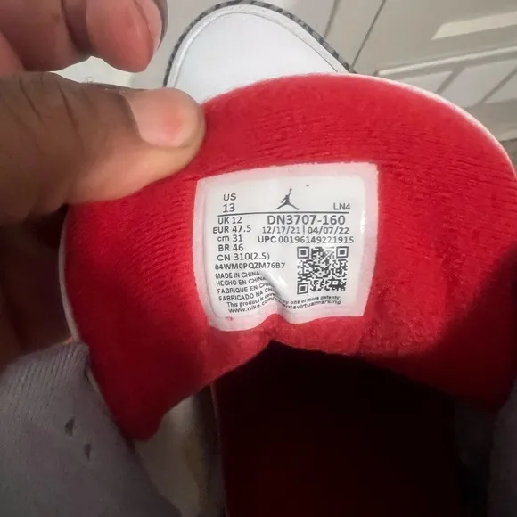 White and Red Sneakers with Gray Accents Retro 3 Fire Red