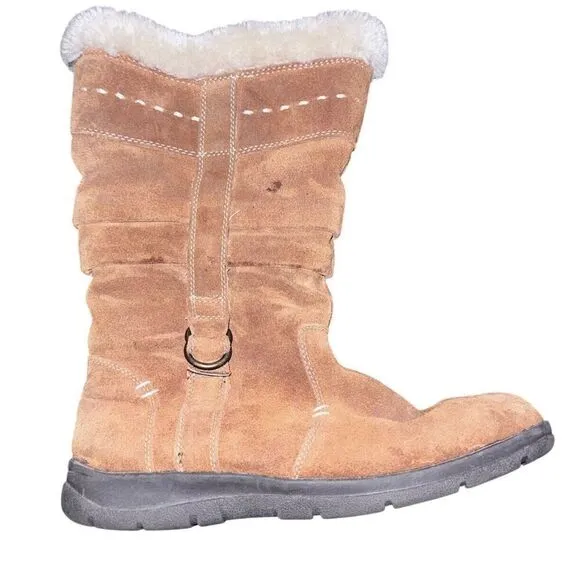White Mountain Womens Trader  Brown Suede Pull On Mid Calf Snow Boots Size 9M